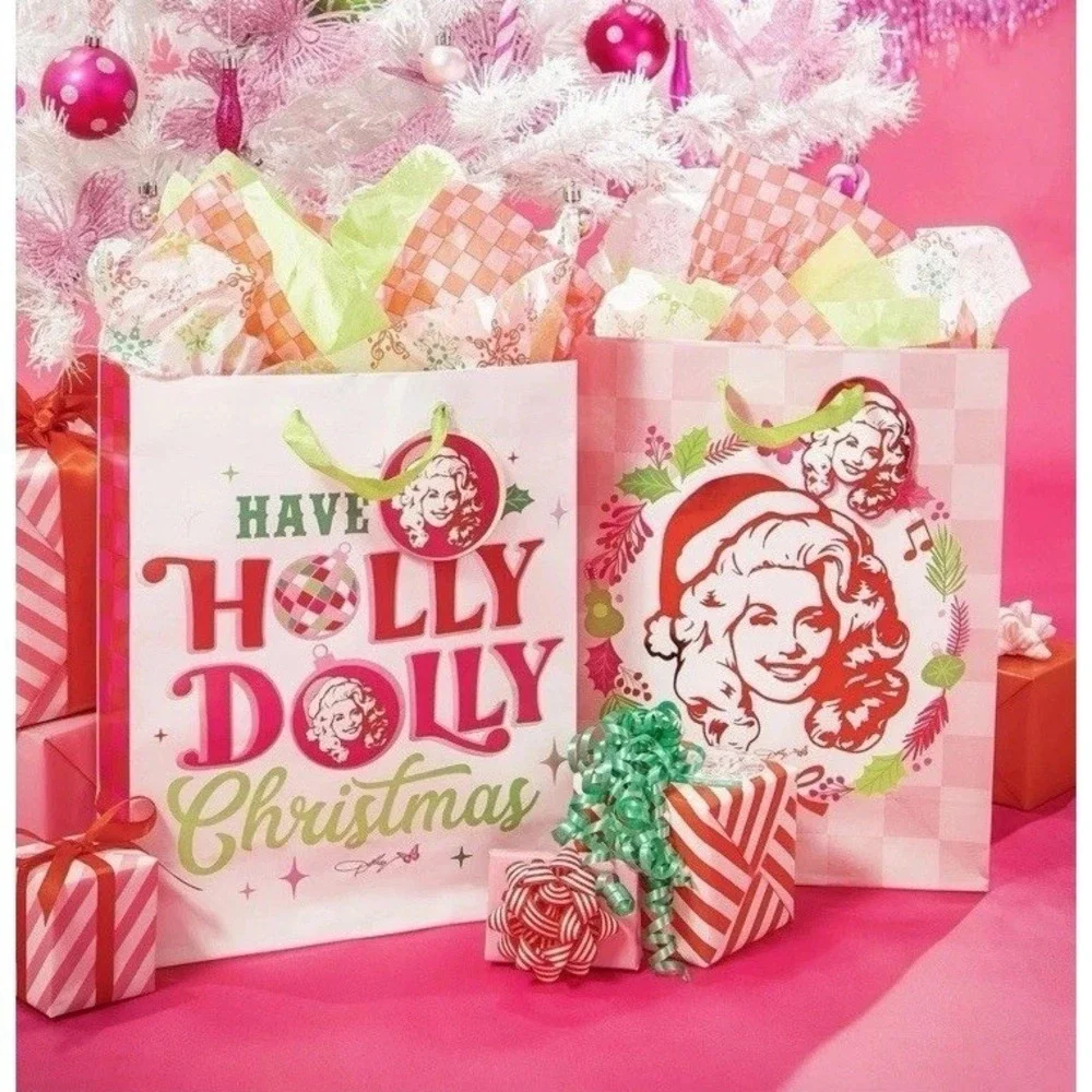 Dolly Parton Have A Holly Dolly Christmas Gift Bag Sets (8) w/ Tissue Paper